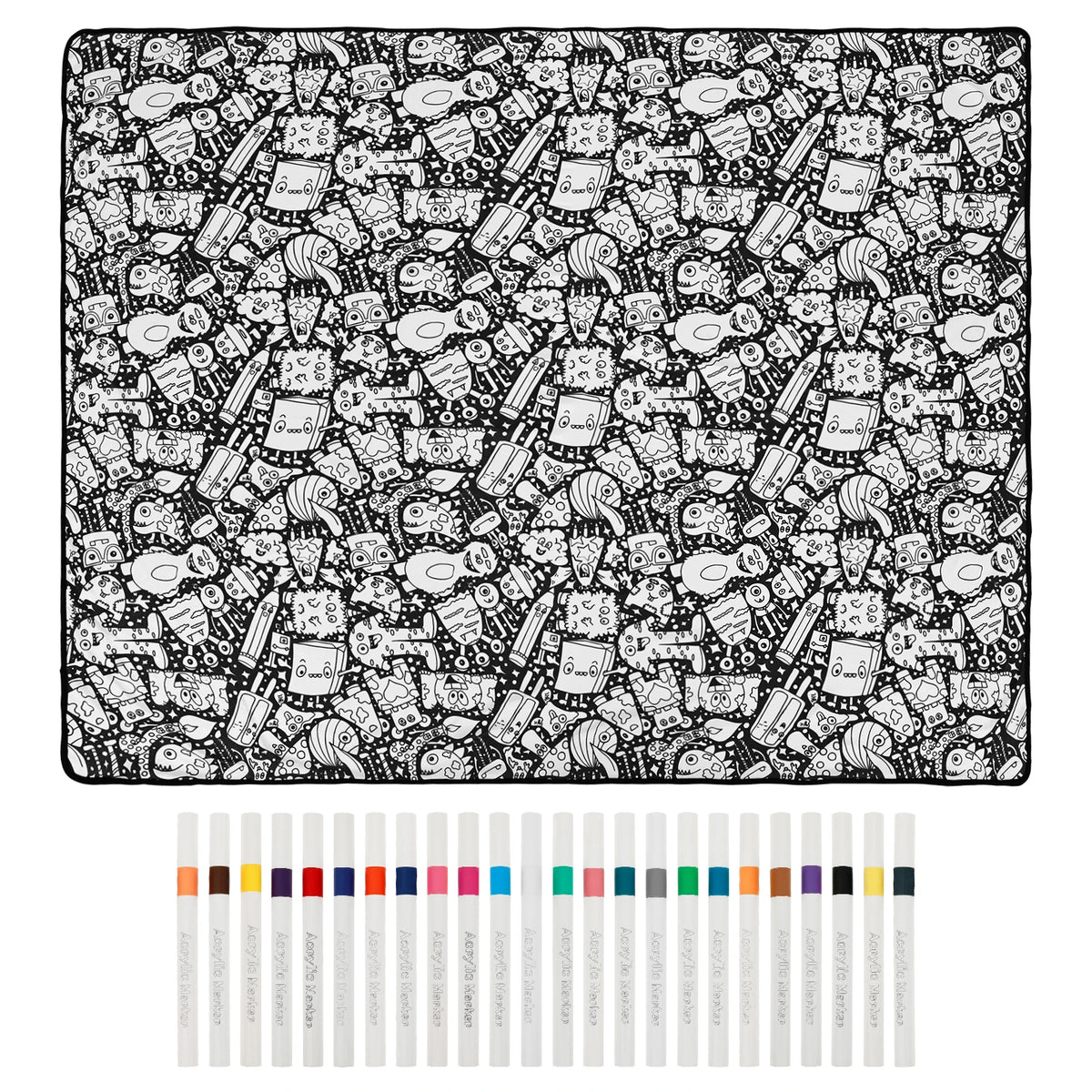 DoodleThrow™ Color-In Blanket with 24 Markers