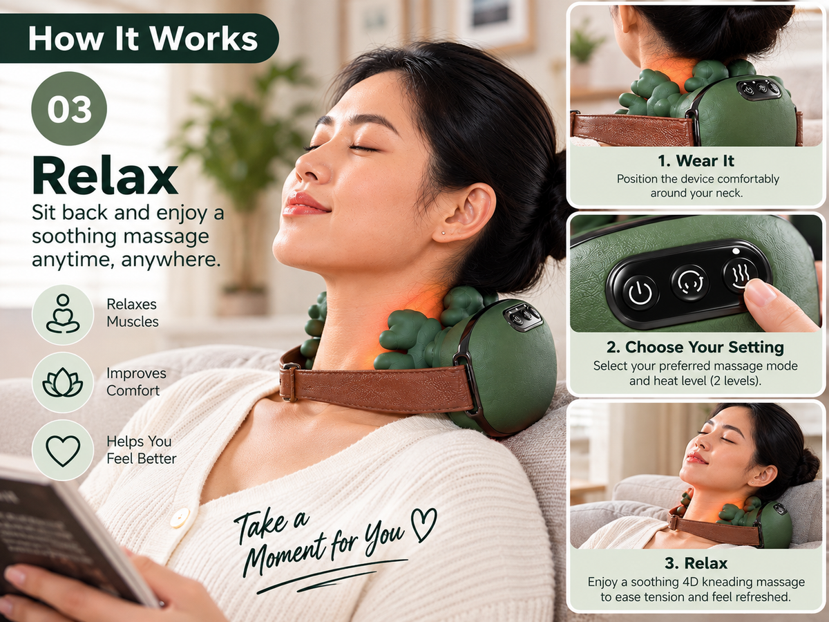 4D Kneading Neck & Shoulder Massager - How It Works 3