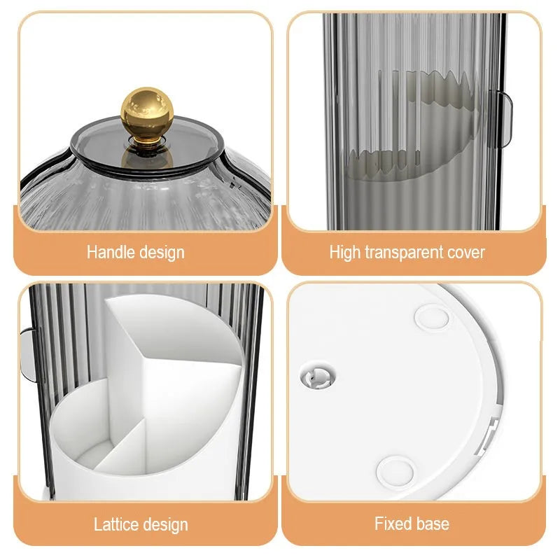 SpinVanity™ 360° Rotating Brush Holder with Lid