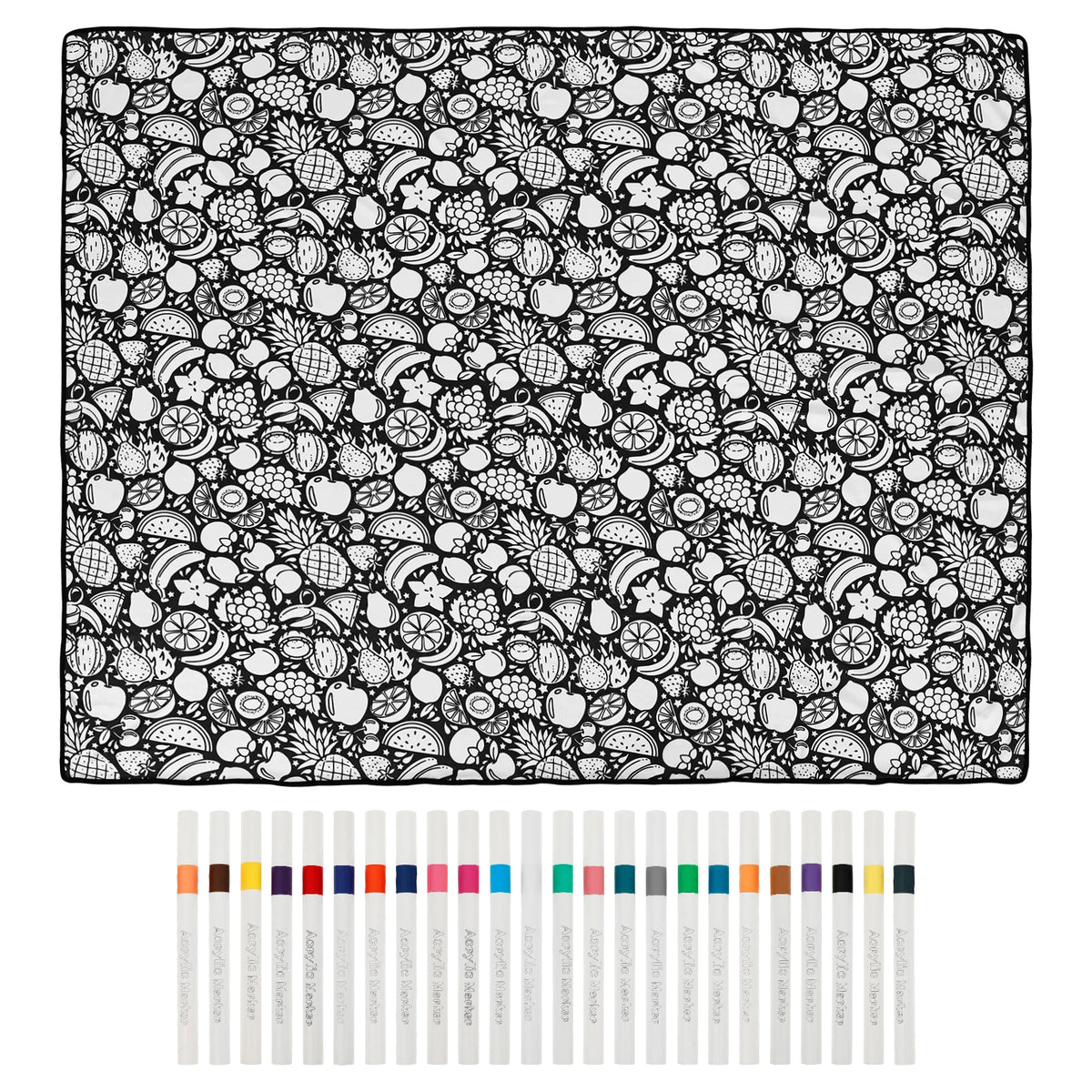 DoodleThrow™ Color-In Blanket with 24 Markers
