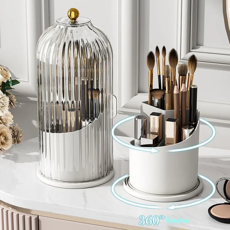 SpinVanity™ 360° Rotating Brush Holder with Lid