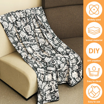 DoodleThrow™ Color-In Blanket with 24 Markers