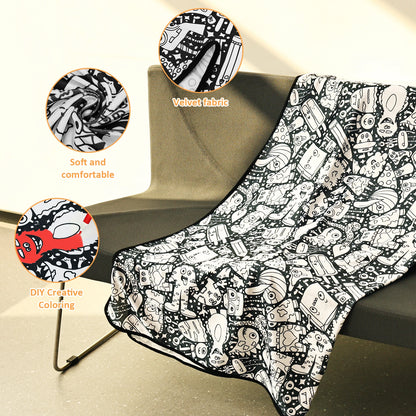 DoodleThrow™ Color-In Blanket with 24 Markers