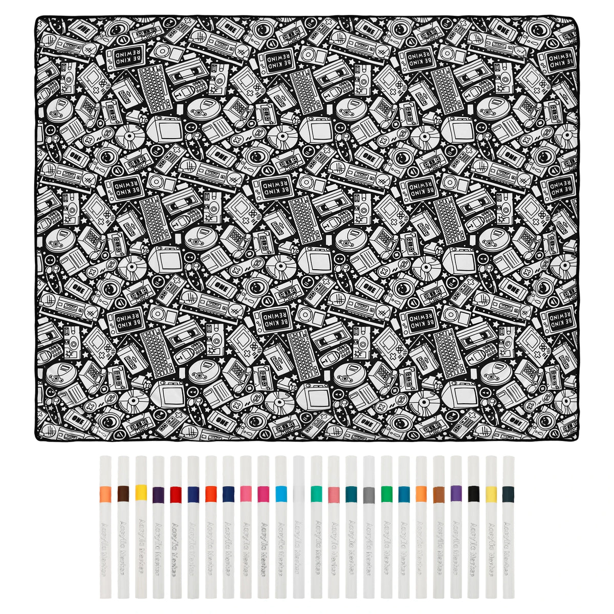 DoodleThrow™ Color-In Blanket with 24 Markers