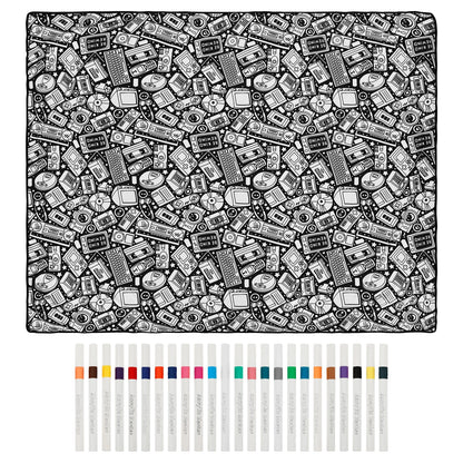 DoodleThrow™ Color-In Blanket with 24 Markers