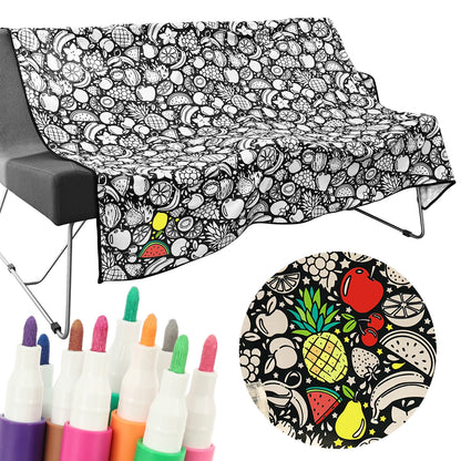 DoodleThrow™ Color-In Blanket with 24 Markers