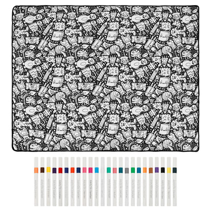 DoodleThrow™ Color-In Blanket with 24 Markers