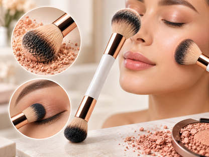 Dual-Ended Powder & Face Makeup Brush - Benefit 3