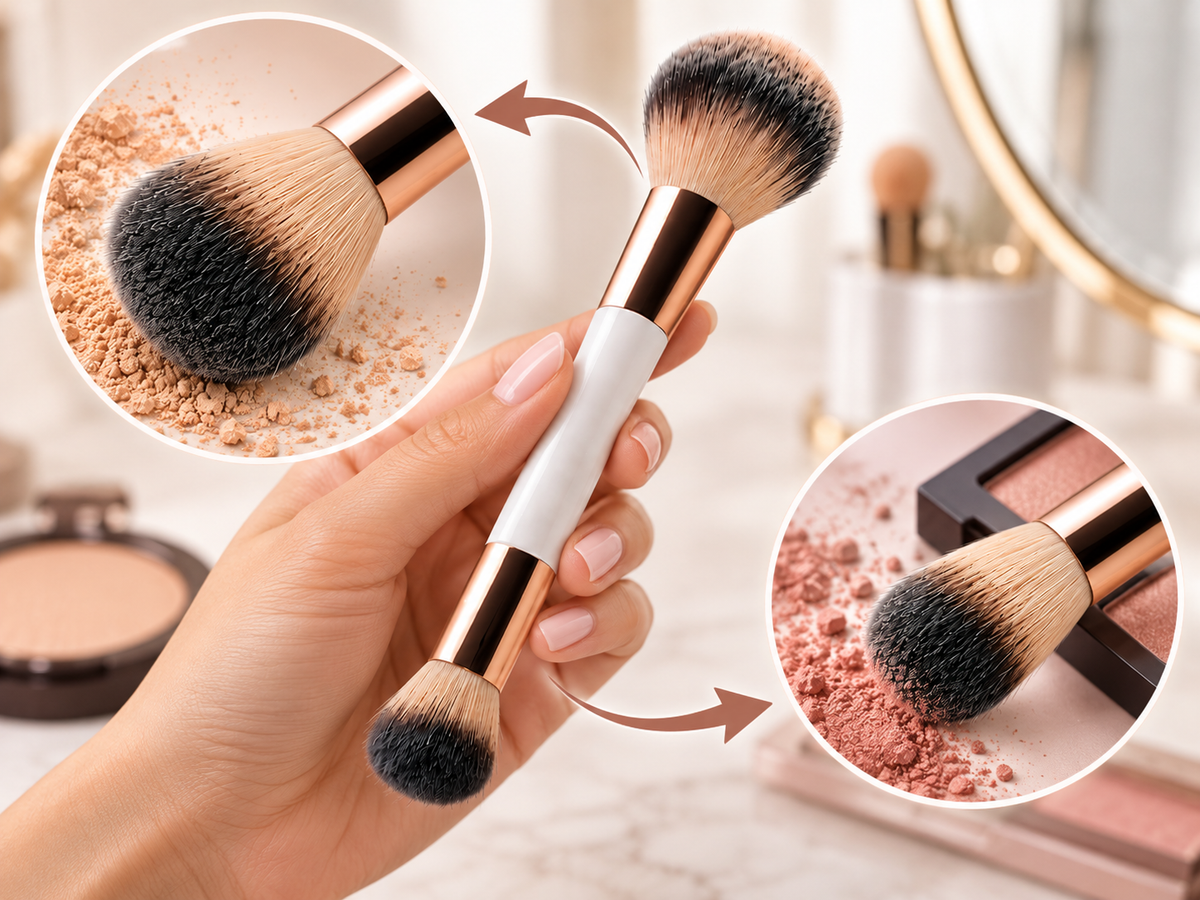 Dual-Ended Powder & Face Makeup Brush - How It Works 1