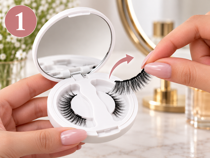 Glue-Free Magnetic False Eyelashes with Applicator - How It Works 1