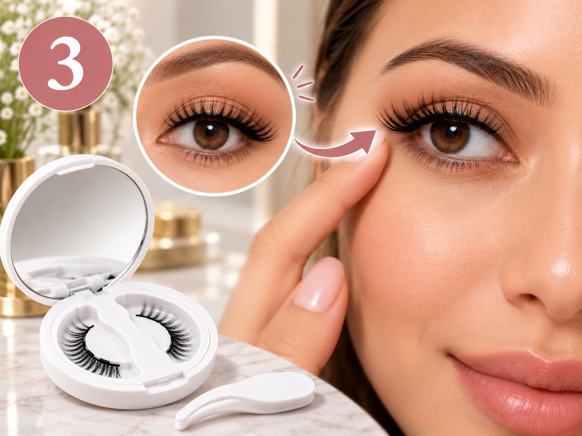 Glue-Free Magnetic False Eyelashes with Applicator - How It Works 3