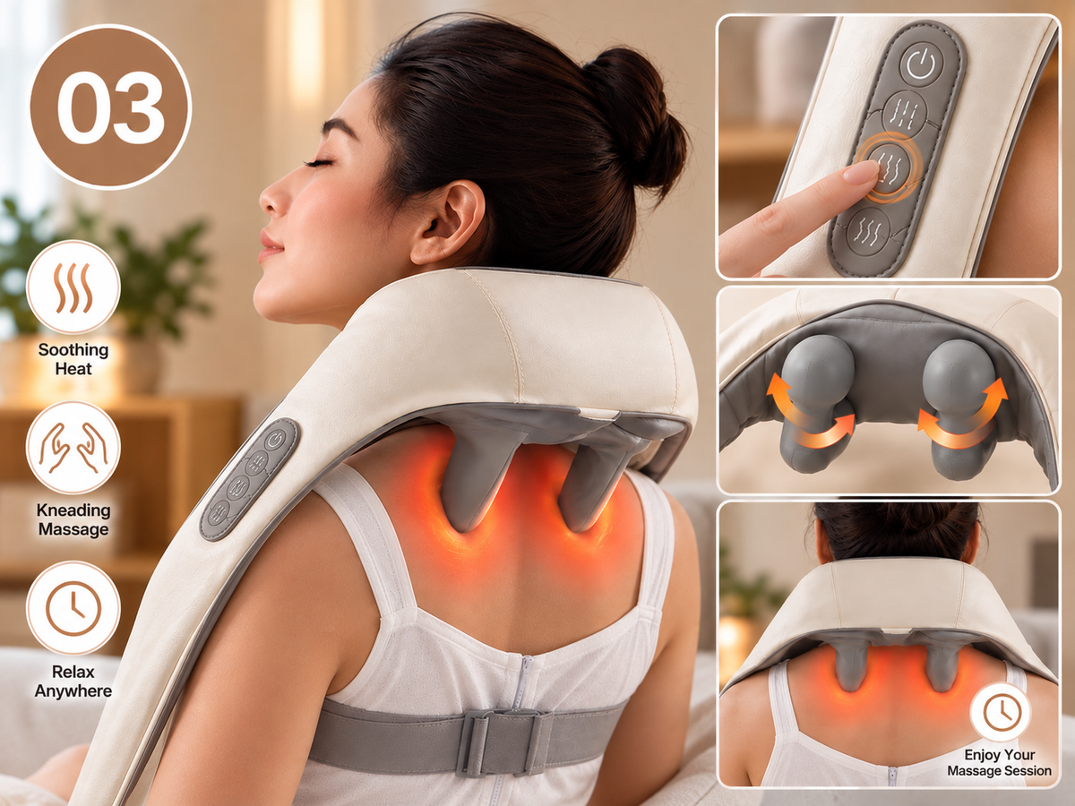 Rechargeable Neck & Shoulder Clip Massager - How It Works 3